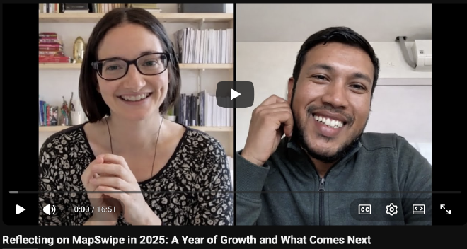 A dialogue to celebrate MapSwipe's 2025 achievements.