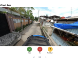An image from street level, where one can look for solid waste in the image.